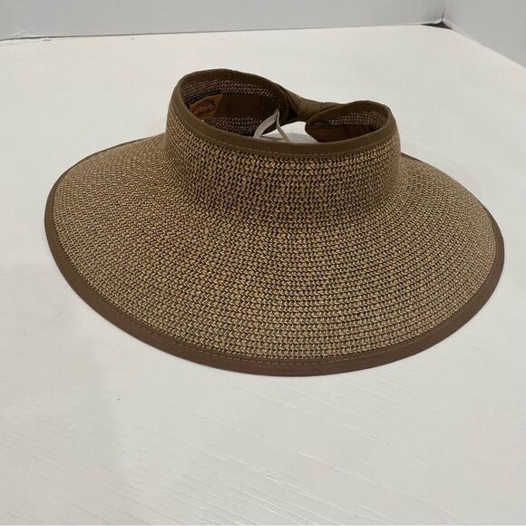 Scala Women's Packable Paper Braid Visor Brown Natural One Size - Picture 2 of 12